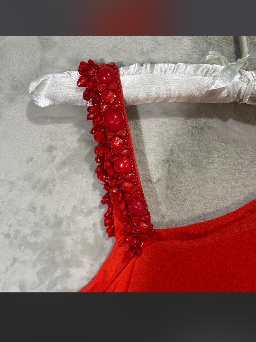 Valentino Roma Red Orange One Shoulder beaded strap drop waist dress sz 8 - Picture 4 of 8